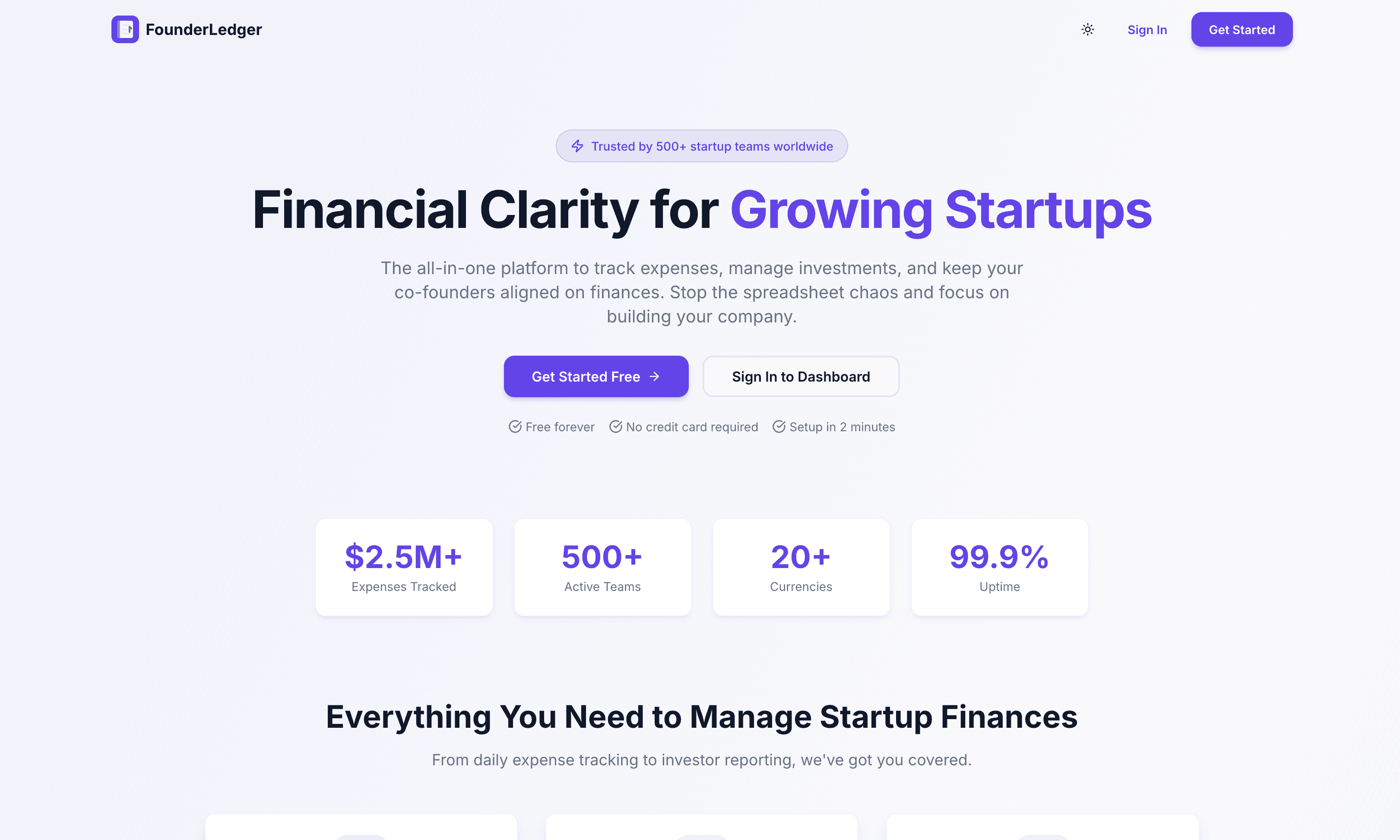 FounderLedger - Startup Expense Tracking SaaS